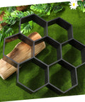 Hexagon Concrete Paver Mold For DIY Gardens And Patios, Reusable Plastic Tile Molds To Create Custom Garden Paths, Size 11.41 X 11.02 X 1.69 In, displayed on artificial grass