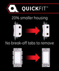 Z Wave Smart Rocker Dimmer for Home Automation with smaller housing and no break-off tabs, demo image on black background