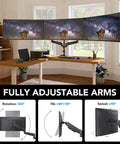 Triple Monitor Desk Mount Stand For 17 To 32 Inch Screens With Adjustable Swivel Tilt Rotation Clamp And Grommet Kit installed on desk