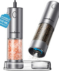 Upgraded Large Capacity Electric Salt And Pepper Grinder Set Game Changer 110ml Rechargeable with LED Light Stainless Steel