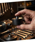 Heavy Duty Metal Shaft Protector Kit With Conical End Guard For Grip O Matic Pullers and Axle protection, held in hand.