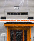Solar Powered Outdoor Address Sign With Waterproof LED Illumination 6000K Daylight White House Numbers Plaque in rain