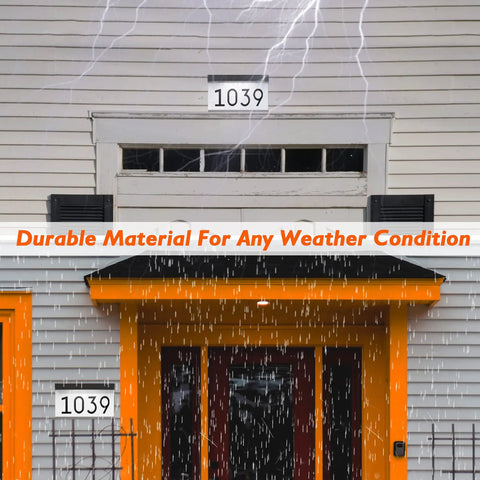 Solar Powered Outdoor Address Sign With Waterproof LED Illumination 6000K Daylight White House Numbers Plaque in rain