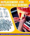 100 Pack License Plate Screws 6mm By 16mm Slotted Hex Head Bolts used on car plate with pile of new screws