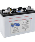 Big Standby Sump Pump Battery For Basement Protection, Model 30HDC140S With Long Run Time, labeled front view.