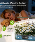 Woman sleeping next to Hydroponics Growing System Kit With 24W Dimmable Grow Light For Indoor Herb Garden 12 Pods Timer
