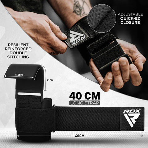 Weight Lifting Hooks For Deadlifts And Pull Ups, 600 Lb Capacity, 8mm Neoprene Wrist Wraps, Adjustable Grip Enhancer Power Straps