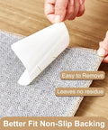 12 Pack Rug Gripper Tape For Hardwood Floors No Slip Stay Put Double Sided Carpet Tape With Residue Free Adhesive shown on rug corner