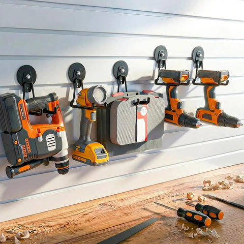 Heavy Duty Magnetic Hooks 4 Pack No Drill Install With Anti Slip Coating holding tools on metal garage wall