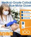 Cobalt Blue Nitrile Disposable Gloves Powder Free For Medical Exams Cooking Cleaning Ambidextrous Large Durable Protective Latex Free Medical Grade For Clinic Kitchen Lab Use Box Of 100 Pack in use