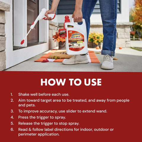 Person using Home Barrier Insect Spray That Kills Ants Roaches And Spiders On Contact with 1.33 Gallon AccuShot Sprayer on concrete