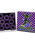 Open box of Skateboard Bearings 8mm 8 Pack Pro Grade ABEC 608 Set For Longboards Cruisers Surfskates Neon Purple