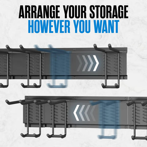 Kick Clutter To The Curb With This Heavy Duty Steel Ski Rack Wall Mount Organizer That Securely Holds Five Pair Of Boards And Keeps Your Gnarly Winter Gear Smooth Garage Ready For The Powder, featuring adjustable hooks.