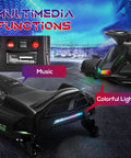 12V Electric Kids Go Kart Drift Car with colorful lights and music control, safe outdoor ride-on toy for ages 8 to 12
