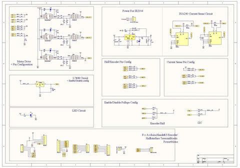 Schematic diagram of Pro Grade BLDC Motor Controller For FOC Shields with Hall Sensor and IR2104 Gate Drivers, Arduino and STM32 compatible