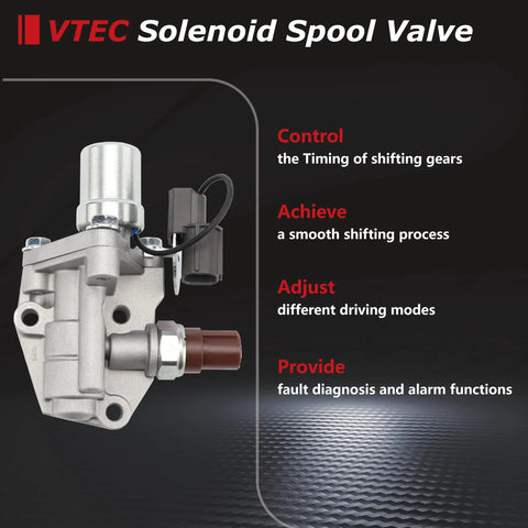 VVT Solenoid Replacement For 1998-2002 Honda Accord 2.3L 1998 Odyssey 2.3L 1998-1999 Acura CL 2.3L displayed next to features.