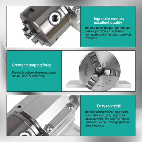 No Powered Multi Function Lathe Chuck Spindle Assembly With 3 Jaw 100mm Chuck for CNC Lathe Grinder Drilling Machine and Table Saw Rotary Woodworking Tool Accessory