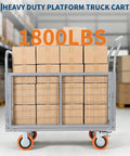 Heavy-Duty 1800 Lb 6-In-1 Foldable Platform Cart With Cage loaded with boxes in warehouse