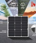 50W 12V Solar Panel Kit Waterproof Battery Trickle Charger Maintainer for Boat Car RV Motorcycle with weatherproof features.