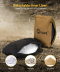 Beefy 1000 Denier Shooting Rest Bag with detachable liner, displayed with filling options like beads, gravel, and dry sand