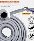 Premium Liquid Tight Conduit And Connector Kit Half Inch Twenty Five Feet with non-metallic flexible PVC, easy to cut and install