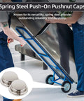 8 Pack Spring Steel Push On Pushnut Caps With Mechanical Zinc Plating For One Half Inch Axles On Hand Trucks Rolling Bins And Lawn Wagons Durable Permanent Washer Caps A Go-To Cotter Pin Alternative.