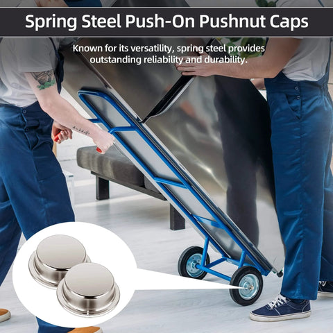 8 Pack Spring Steel Push On Pushnut Caps With Mechanical Zinc Plating For One Half Inch Axles On Hand Trucks Rolling Bins And Lawn Wagons Durable Permanent Washer Caps A Go-To Cotter Pin Alternative.