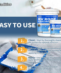 Flexible RV Roof Coating White Solar Reflective Sealant for Campers Trailers and Motorhomes, one gallon, in use with tools