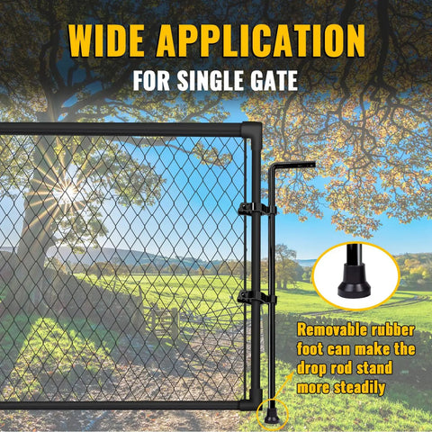 Heavy Duty Gate Drop Rod for Chain Link Fences One And Three Eighths Inch OD Frame Black Powder Coated Drop Rod Pin Latch