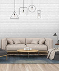 Living room with 30 Pack 3D Peel And Stick Wall Panels White Faux Brick Foam Paneling For DIY Renovation Easy Install Self Adhesive