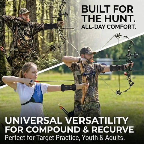 Archers using Ultra Breathable Archery Arm Guard For Compound And Recurve Bow With Two Or Three Adjustable Elastic Straps