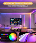Dotless RGB LED Strip Lights With Smart IC Addressable COB Tape 16.4ft Flexible Chasing Color Changing 24V setup in living room