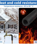 Solid As A Rock Foam Pipe Insulation Tubing With A Sweet Snug Fit Quarter Inch Inner And Five Eighths Outer Diameter Three Point Three Feet Long durable weather shielding shown in snowy outdoor environment.