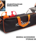 Heavy Duty Griddle Gear Kit Eight Piece Spatula Set For Blackstone Griddle with storage bag and accessories showing spatula and bottles