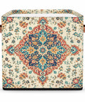 Straight Up 13 Inch Foldable Cube Storage Bin With Heavy Duty Handles For Closet Organization And Nursery Supplies Waterproof Flower Pattern Basket with decorative floral print and sturdy handles.