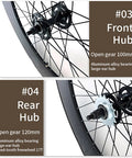 Close-up of front and rear hubs from 700C Fixed Gear Wheelset with 70mm Aluminum Track Rims, V Brake Ready for road bikes.