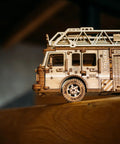 Rescue Firetruck 3D Wooden Puzzle Kit For Adults Build Your Own Hands On Realistic Wood Fire Engine Model 636 Pieces No Glue Needed With Illustrated Step By Step Guide, side view
