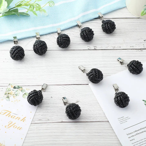 24 Pack Outdoor Curtain And Tablecloth Weights Black Heavyweight Ball Clips Resin Cast Iron Cloth Weights For Home Garden