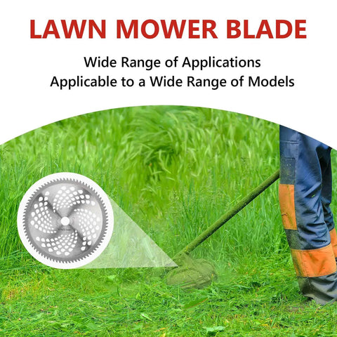 Pro Grade Heavy Duty Trimmer Head Kit in use with lawn trimmer, grass being cut, circular blade inset showcasing design.