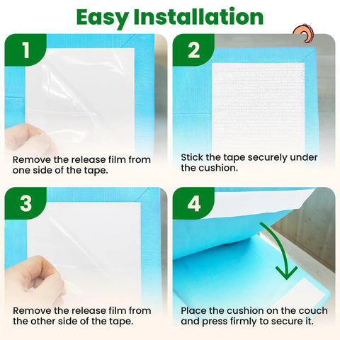 Step-by-step installation guide for Heavy Duty Double Sided Hook And Loop Strips For Couch Cushions.