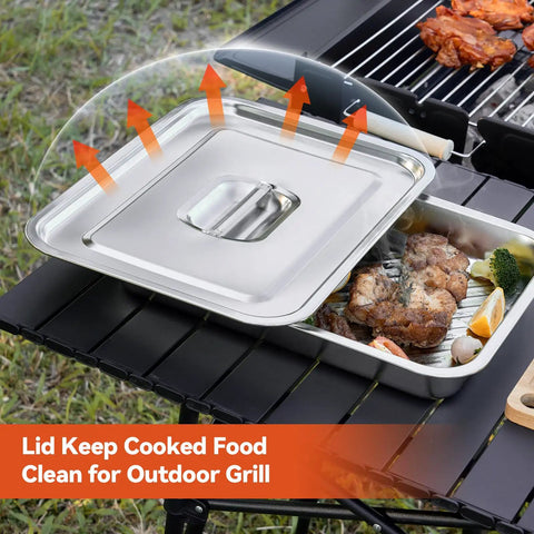 5 In 1 Grill Prep Tray And Carry System for Outdoor Barbecues Tailgate ready marinade container lid keeping food clean