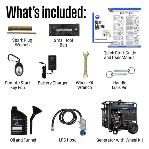 Dual Fuel Home Backup Generator With Remote Start, Transfer Switch Ready, Gas Or Propane Power, CO Sensor, accessories included