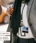 Person holding lanyard with Outrigger Fishing Canoe Key Chain Set From Fiji attached, featuring high-gloss finish.