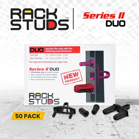 No Sweat 1RU Rack Mount Studs And Cage Nut Replacement Kit For Rapid Server Hardware Setup with 50 pack of standoff pins.