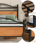 Close-up of Rock Solid Full Bed Frame With Integrated Headboard, featuring sturdy metal support and bottom storage space.
