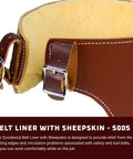 Close-up of Belt Liner With Sheepskin For All Day Comfort On Heavy Duty Tool Belts Cushioned Pad showcasing buckle and lining details.