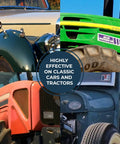Image of classic cars and tractors showing the use of All In One Heavy Duty Rust Inhibitor For Metal And Wood And Paint Conditioner 34 Oz Prevents Corrosion Improves Paint Flow And Adhesion Smooth Application Heat Resistant Protection For Metal Machinery And Industrial Equipment.