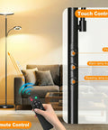 Upgraded 42W 4000LM LED Floor Lamp With Remote And Touch Dimming Lit Bright Standing Lamp with controls and remote