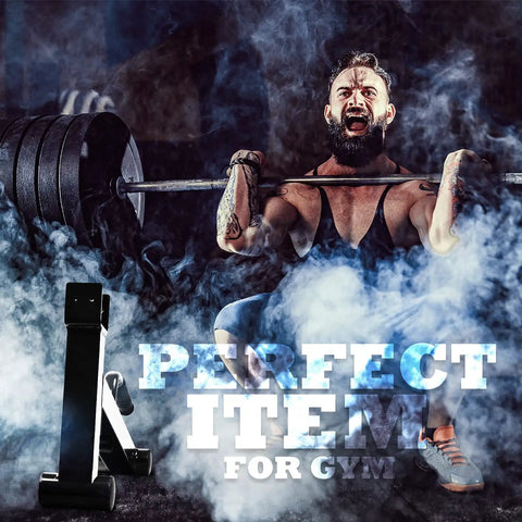 Man lifting barbell with weights using Beefy Heavy Duty Deadlift Jack Barbell Stand For Easy Plate Loading And Unloading