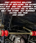 Beefed-Up Three Eighths Inch Universal Sway Bar End Link Repair Kit For A Pair Of Links Includes Code Red Grommets Washers And Nuts Fully Restores Bushings Made In USA For Reliable Suspension Performance installed on sway bar link